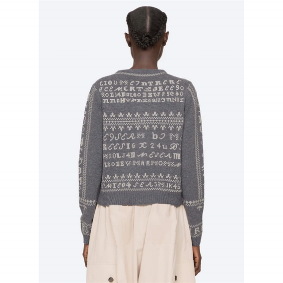 Sea New York Kit Embroidery Cardigan, Charcoal